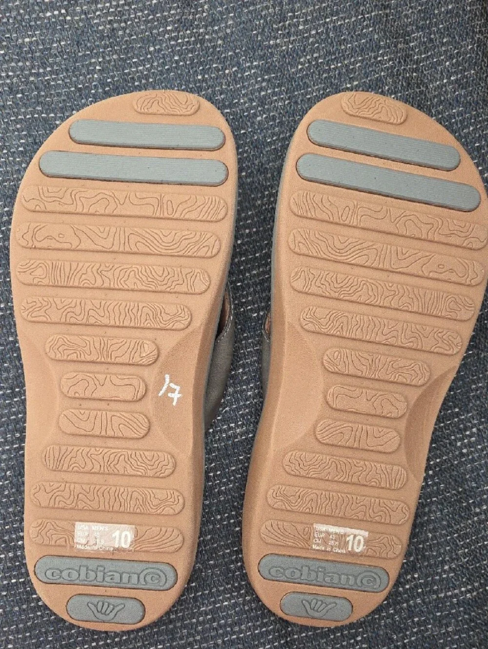Cobian Men's Gray and Brown Thong Sandals